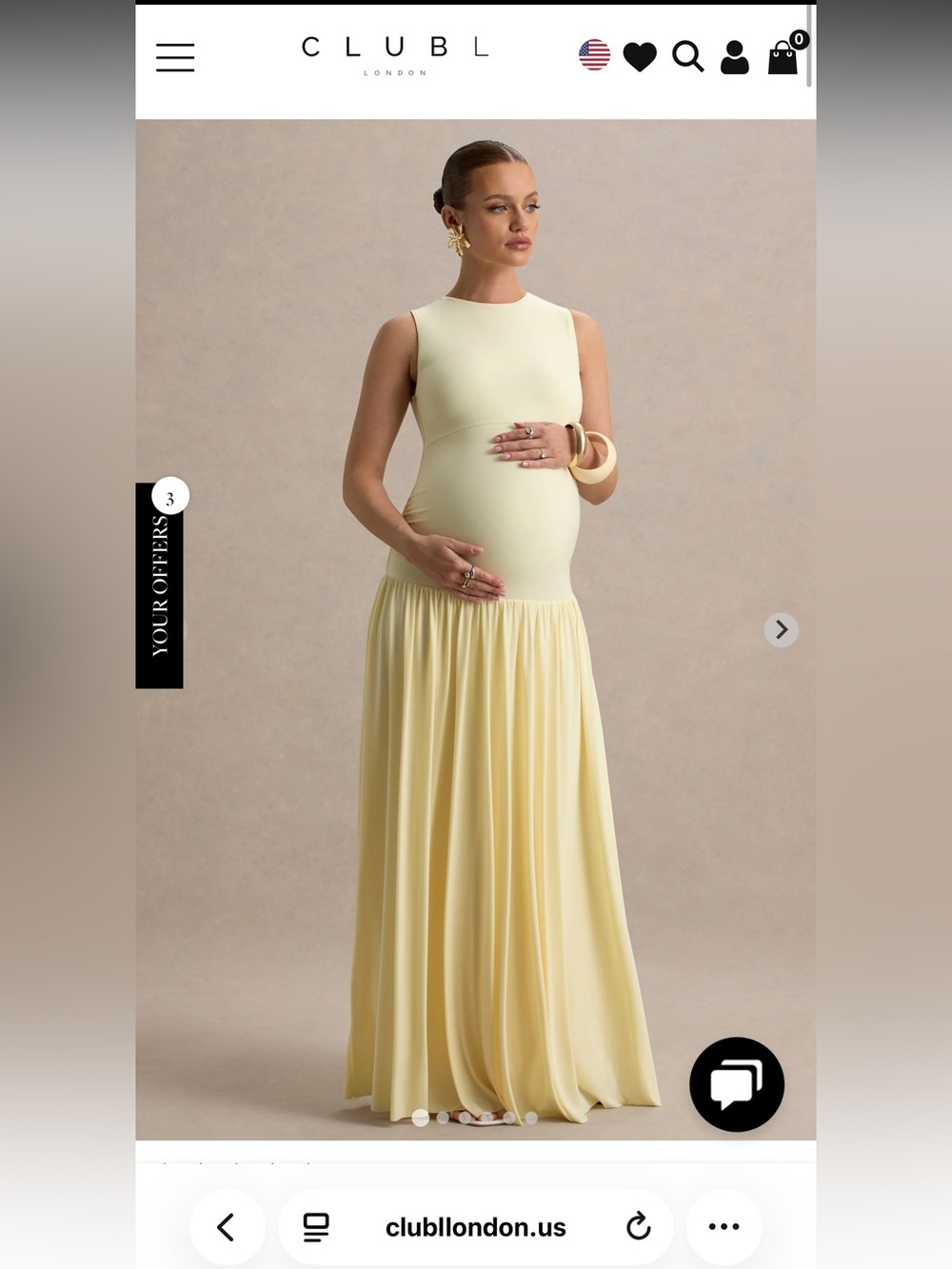Club L London Sleeveless Pale Yellow Maternity Maxi Dress
